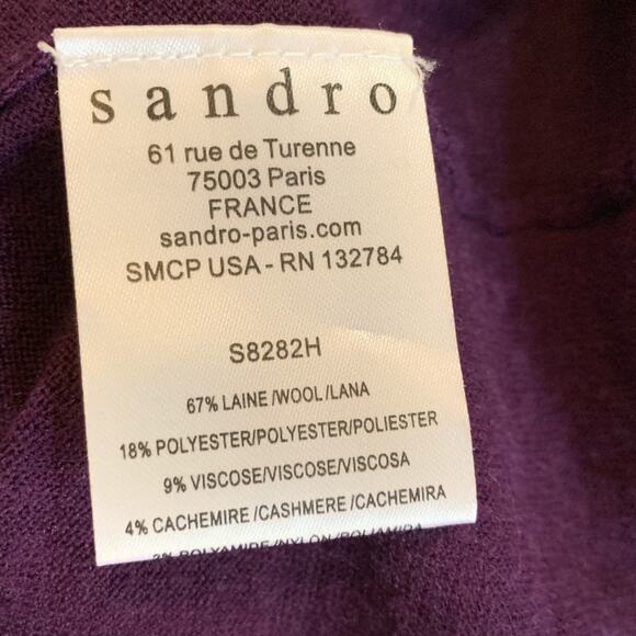 Sandro deep purple open criss cross back wool blend sweater size 1 or Small - Picture 11 of 12